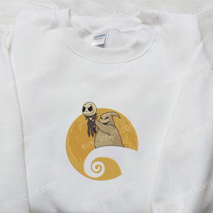 Oogie Boogie & Jack Skellington Moon Embroidered Sweatshirt – The Nightmare Before Christmas Hoodie