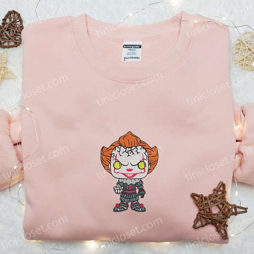 Pennywise Chibi Embroidered Sweatshirt: IT Horror Movie Hoodie – Best Gift Ideas