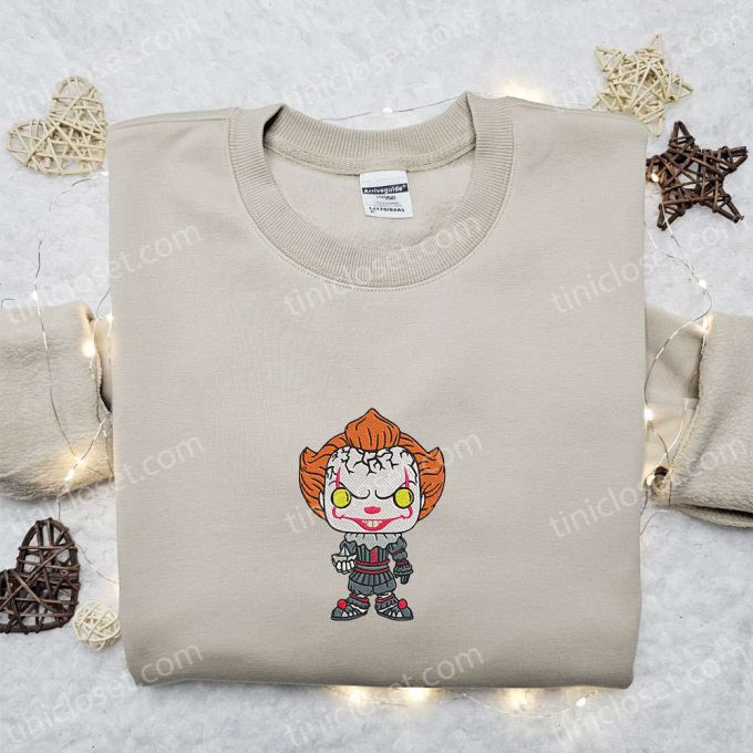 Pennywise Chibi Embroidered Sweatshirt: IT Horror Movie Hoodie – Best Gift Ideas