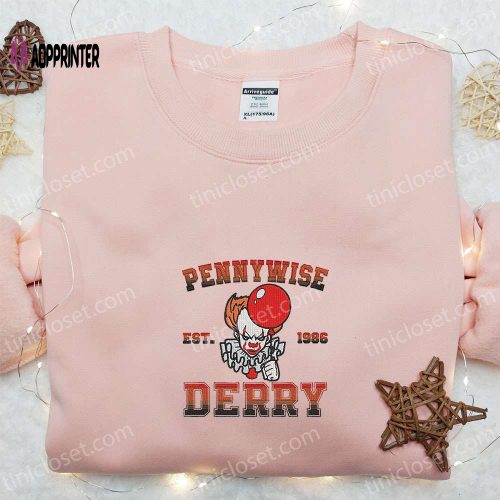 Pennywise Chibi Embroidered Sweatshirt: IT Horror Movie Hoodie – Best Gift Ideas