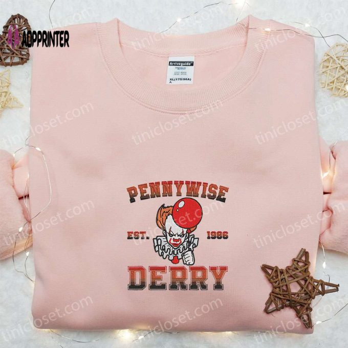 Pennywise Derry Embroidered Shirt: IT Horror Movie T-Shirt Best Gift Idea