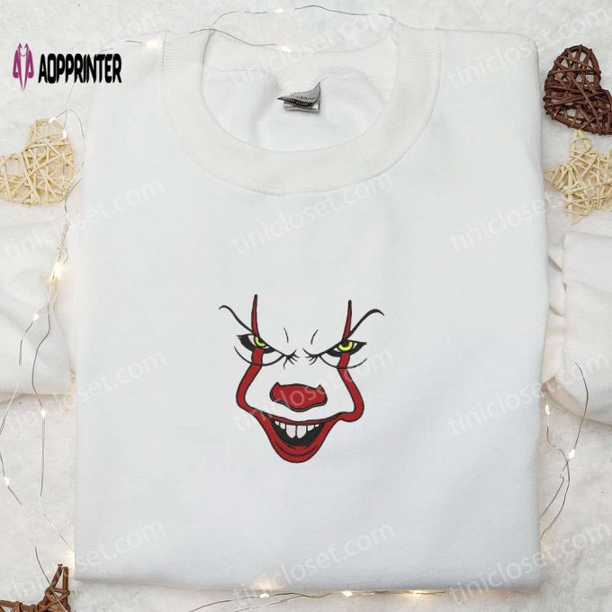 Pennywise IT Embroidered Sweatshirt: Horror Movie Hoodie Perfect Halloween Gift