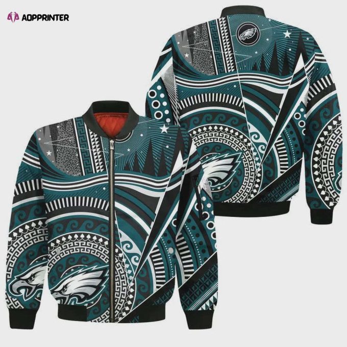 Philadelphia Eagles Bohemian Pattern Bomber Jacket- GreenBlack