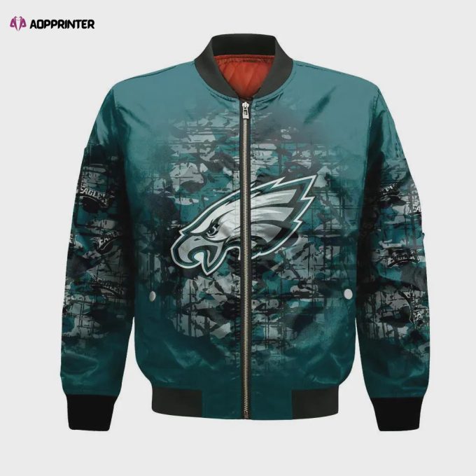 Philadelphia Eagles Bomber Jacket 3D Printed Camouflage Vintage