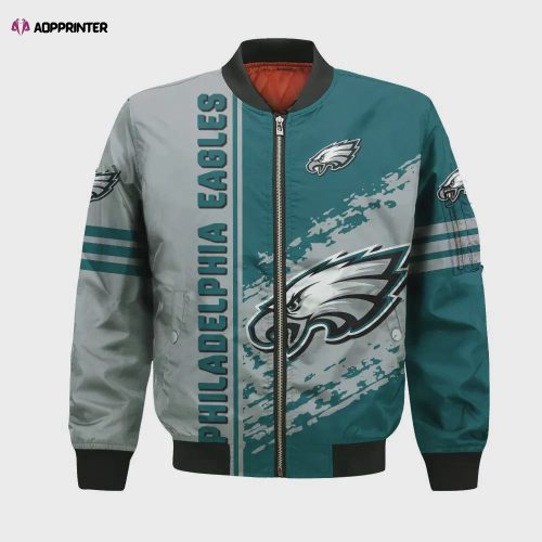 Philadelphia Eagles Black RFLCTV Chevron NFL 2024 Unisex Bomber Jacket V9