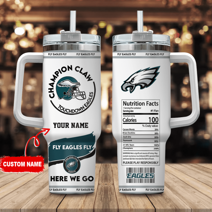 Philadelphia Eagles Champion Claw NFL Personalized Stanley Tumbler 40Oz Gift for Fans