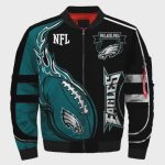 Philadelphia Eagles Logo Bomber Jacket – Black And Teal Color