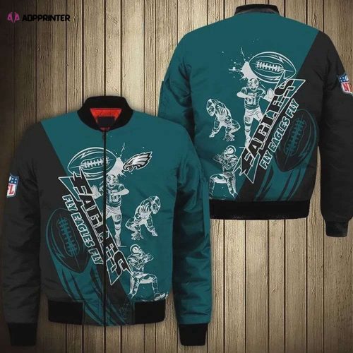 Philadelphia Eagles Logo Pattern Bomber Jacket – Teal Color