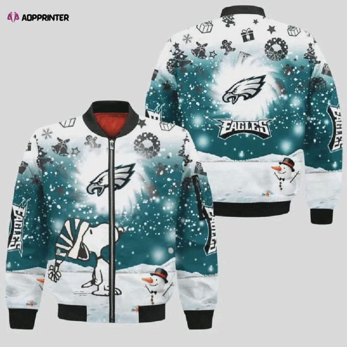 Philadelphia Eagles Logo & Snoopy Pattern Bomber Jacket