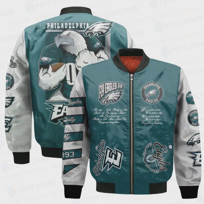 Philadelphia Eagles Off – White Style Pattern AOP Bomber Jacket STM