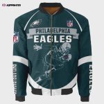 Philadelphia Eagles Players Running Pattern Bomber Jacket – Mallard Green