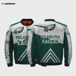 Philadelphia Eagles Team Logo Pattern Bomber Jacket – Green