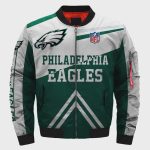 Philadelphia Eagles Team Logo Pattern Bomber Jacket – Green And White