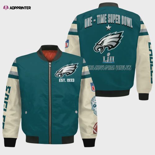 Philadelphia Eagles Team Logo Pattern Bomber Jacket – Green