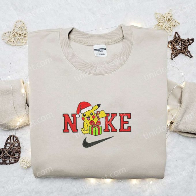 Pikachu x Nike Embroidered Sweatshirt: Merry Christmas Box Shirt Best Gift Ideas