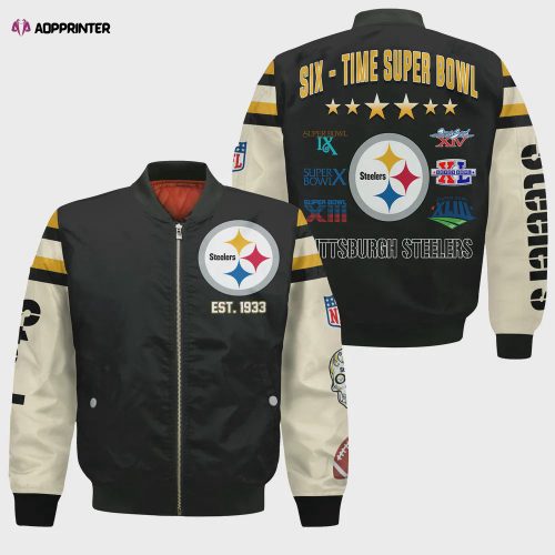 Pittsburgh Steelers Camo Pattern Bomber Jacket – Black And Gray