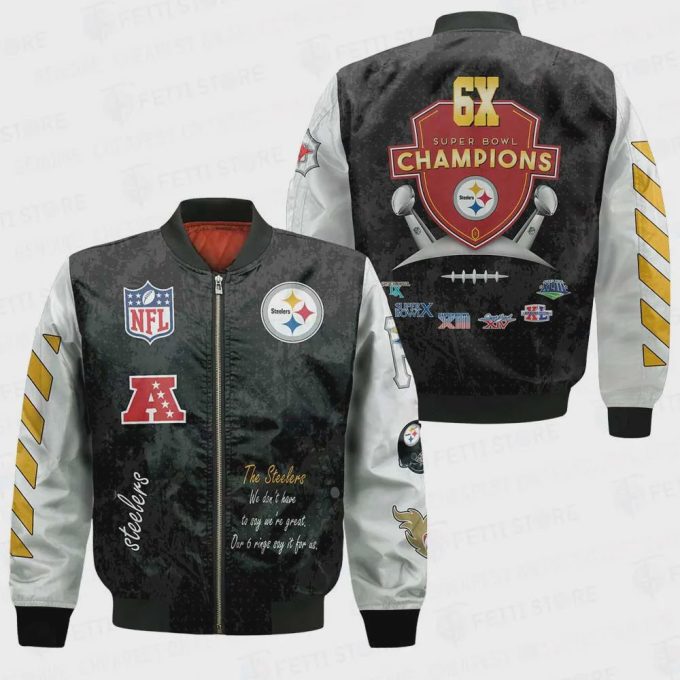 Pittsburgh Steelers 6X Champions Design Bomber Jacket V1