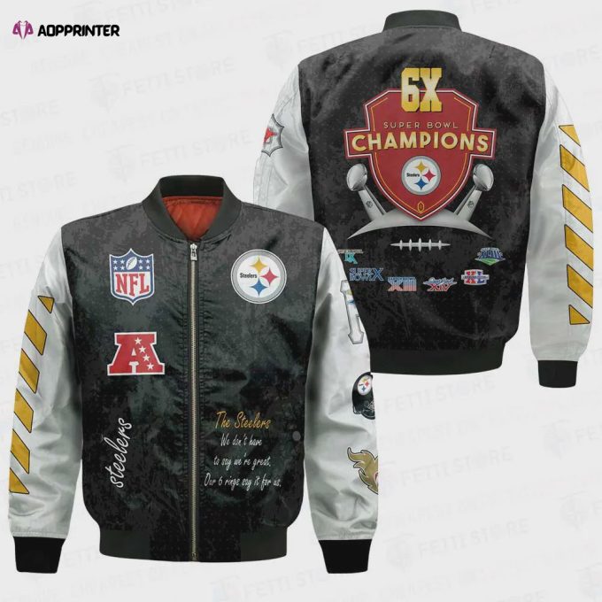 Pittsburgh Steelers 6X Champions Design Bomber Jacket V1