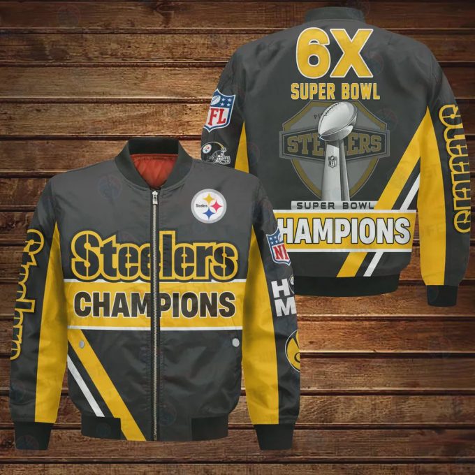 Pittsburgh Steelers 6X Super Bowl Champions Design Bomber Jacket