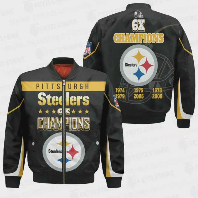 Pittsburgh Steelers 6X Super Bowl Champions Unisex Bomber Jacket