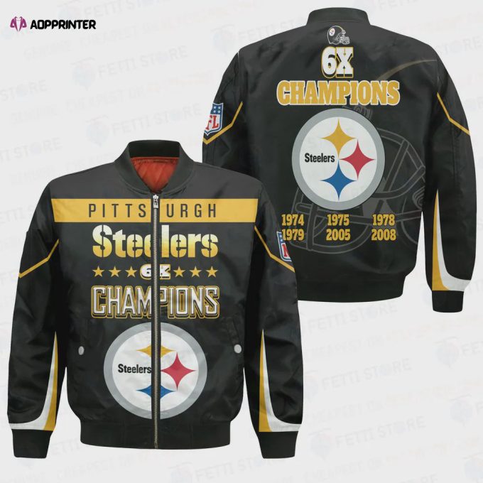 Pittsburgh Steelers 6X Super Bowl Champions Unisex Bomber Jacket