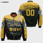 Pittsburgh Steelers Great Players Team Personalized Pattern Bomber Jacket – Yellow