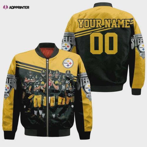 Pittsburgh Steelers Legends Team Great Player With Cat Pattern Bomber Jacket