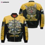 Pittsburgh Steelers Legends Team Great Player With Cat Pattern Bomber Jacket