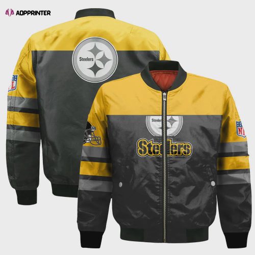 Pittsburgh Steelers Legends Pattern Personalized Bomber Jacket – Black And Yellow