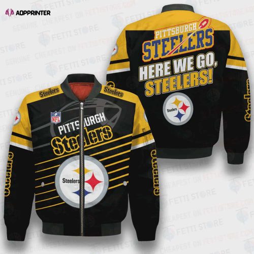 Pittsburgh Steelers Team Logo Pattern Bomber Jacket – Yellow