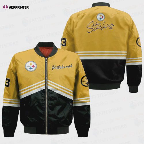 Pittsburgh Steelers Logo Pattern Bomber Jacket – Yellow And Red