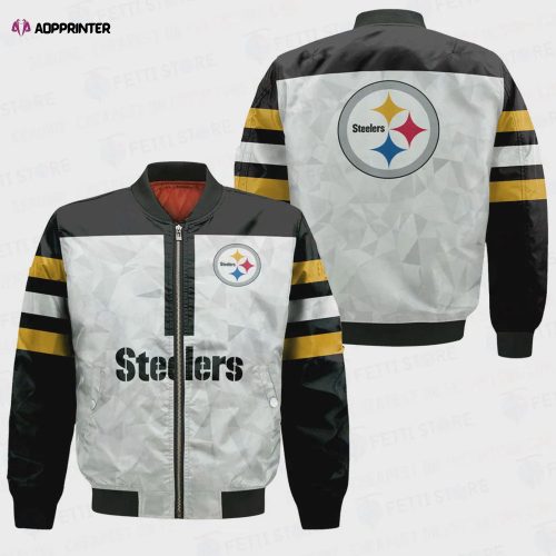 Pittsburgh Steelers Team Logo Pattern Bomber Jacket – Yellow