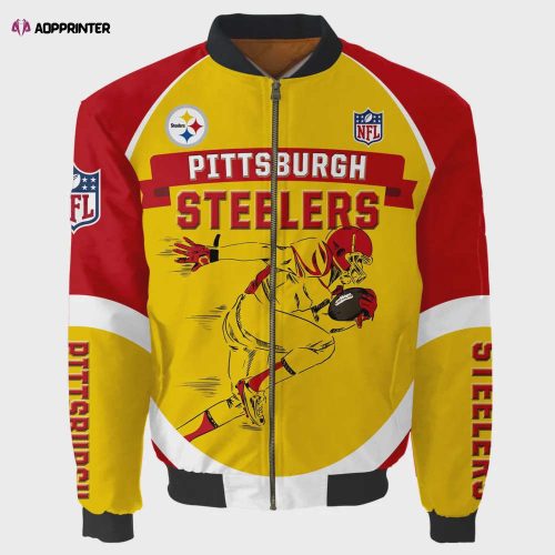 Pittsburgh Steelers Tre Norwood Pattern Bomber Jacket – Black And Yellow