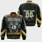 Pittsburgh Steelers Snoopy Vs Peanuts Personalized Logo Bomber Jacket – Black And Yellow