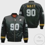 Pittsburgh Steelers T J Watt Black Customized Pattern Bomber Jacket