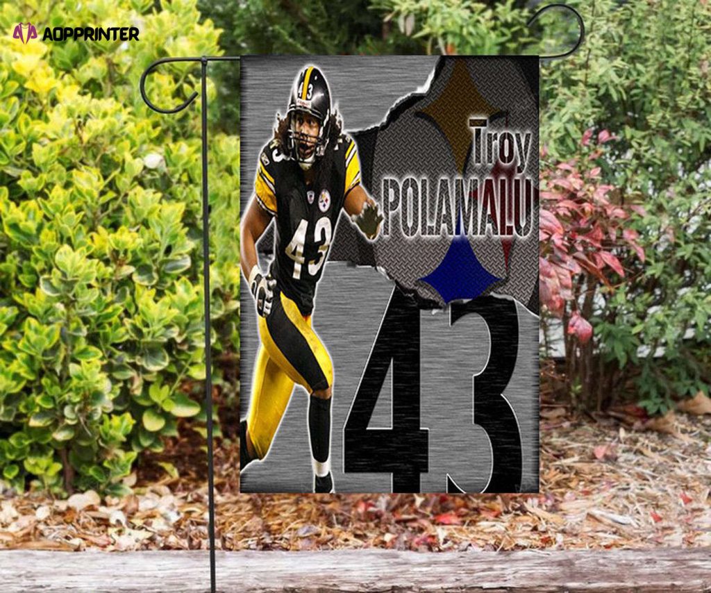 Pittsburgh Steelers Troy Polamalu no43 m3 Double Sided Printing Garden Flag – House Flag Home Decor Gift – House Flag Home Decor Gift