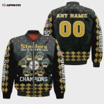 Pittsburgh Steelers With Custom Name Number Bomber Jacket – Black And Yellow