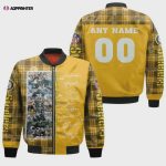 Pittsburgh Steelers With Custom Name Number Bomber Jacket – Yellow