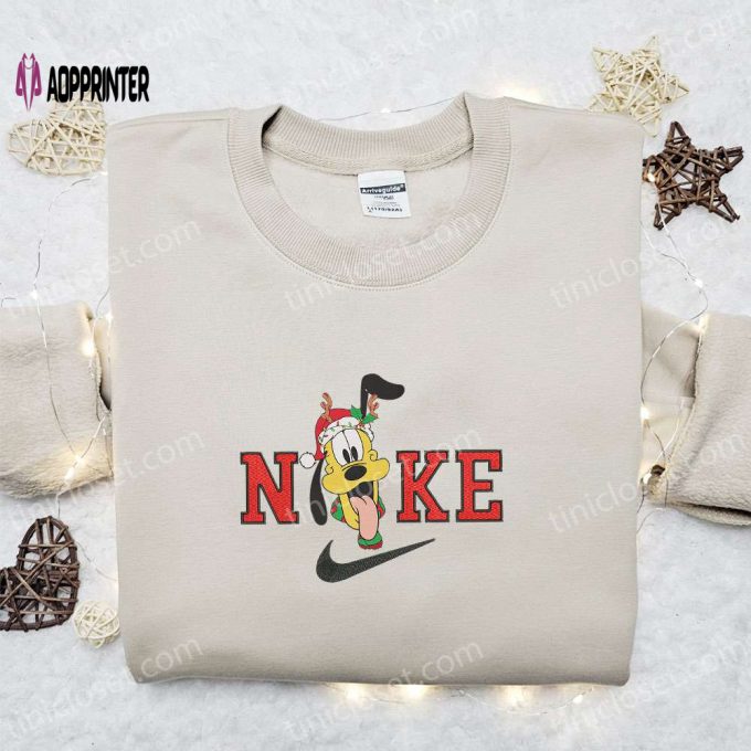 Pluto Reindeer x Nike Embroidered Sweatshirt Disney Characters Merry Christmas Shirt Best Gift Ideas