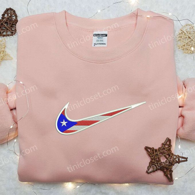 Puerto Rican Flag x Nike Swoosh Embroidered Shirt National Flag Inspired Nike Shirt