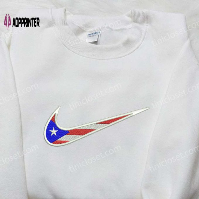 Puerto Rican Flag x Nike Swoosh Embroidered Shirt National Flag Inspired Nike Shirt