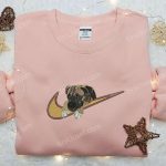 Pug Dog x Nike Embroidered Shirt: Custom Animal Tee for Nike Fans