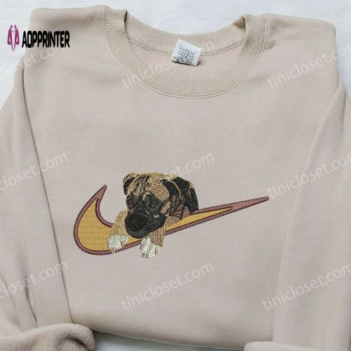 Pug Dog x Nike Embroidered Shirt: Custom Animal Tee for Nike Fans