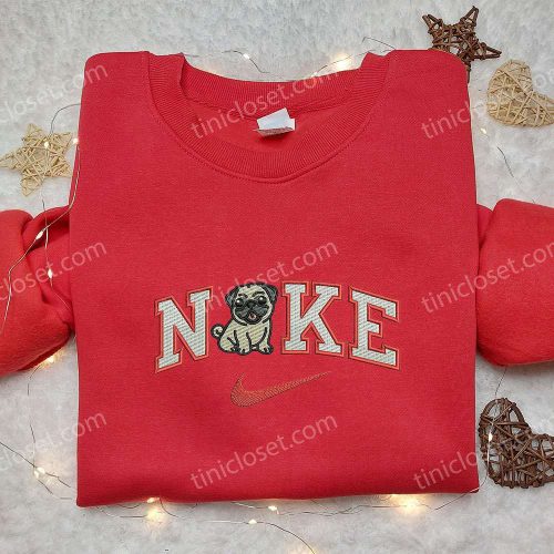 Nike Inspired Pug Puppy Embroidered Sweatshirt – Animal Shirt