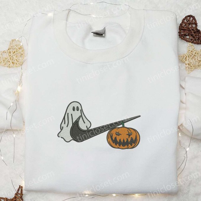 Pumpkin Ghost Halloween x Nike Embroidered Sweatshirt – Best Halloween Gift Ideas for a Spooky Style