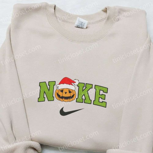 Pumpkin x Nike Embroidered Sweatshirt: Festive Cartoon Christmas Shirt – Best Gift Idea!