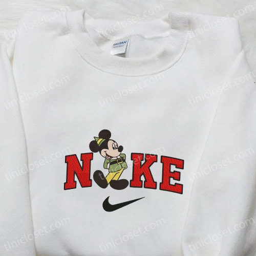 Retro Mickey Elf x Nike Embroidered Sweatshirt – Disney Characters Movie Merry Christmas Shirt Best Gift Ideas