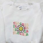 Retro Teacher Flower Embroidered Shirt & Thanksgiving Hoodie – Best Gift for Teachers