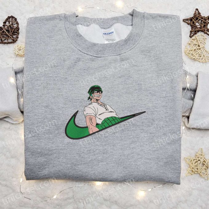 Roronoa Zoro x Swoosh Anime Sweatshirt: Custom Embroidered One Piece Shirt