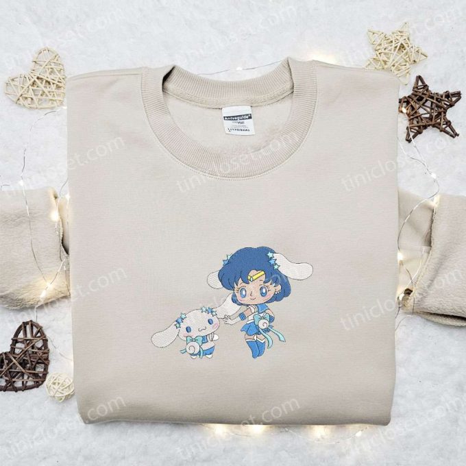 Sailor Mercury & Cinnamoroll Embroidered Shirt & Hoodie – Perfect Sailor Moon Anime Gift